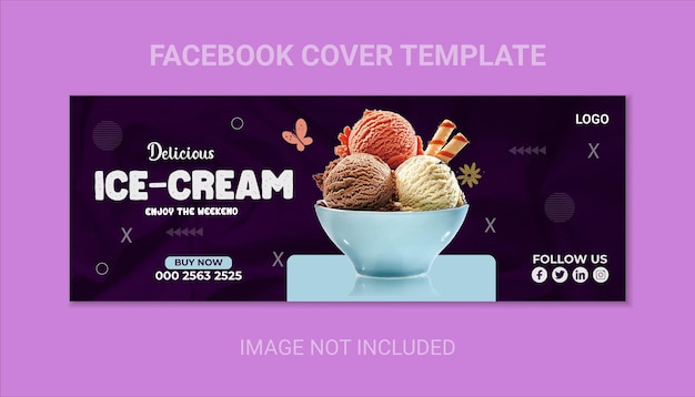 Banner de cupcake súper delicioso y plantilla de portada de Facebook