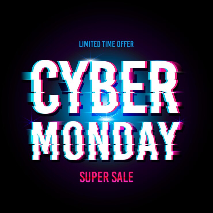 Banner de Cyber Monday en estilo glitch