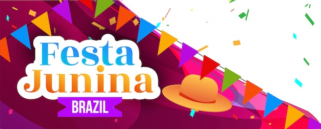 Vector banner decorativo festival de fiesta junina abstracta