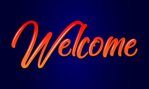 Banner de degradado escrito a mano de bienvenida en el banner de tipografía de letras de bienvenida bosquejado a mano de fondo