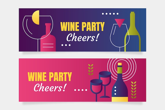 Vector banner de degradado de fiesta de vino