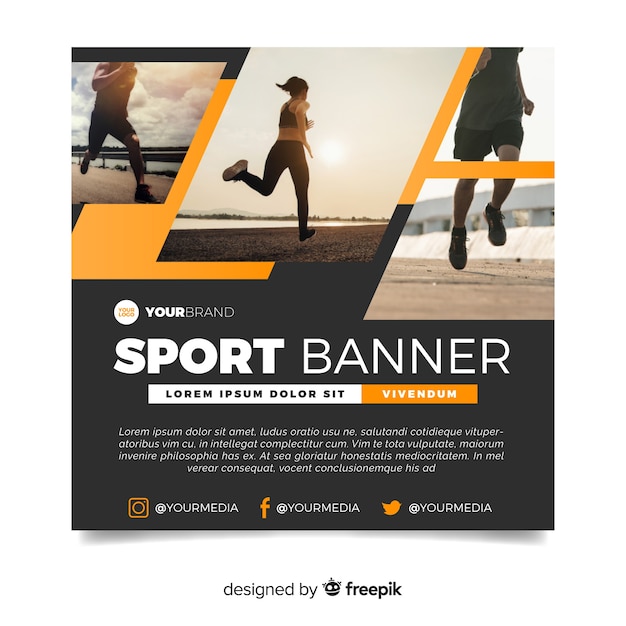 Vector banner de deporte moderno con imagen