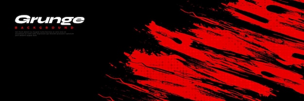 Vector banner deportivo de fondo grunge rojo y negro con estilo de pincel ilustración de trazo de pincel para cartel de banner o fondo deportivo elementos de arañazos y textura para el diseño