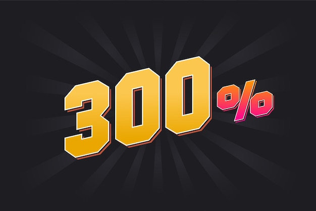 Banner de descuento de 300 con fondo oscuro y texto amarillo diseño promocional de ventas del 300 por ciento