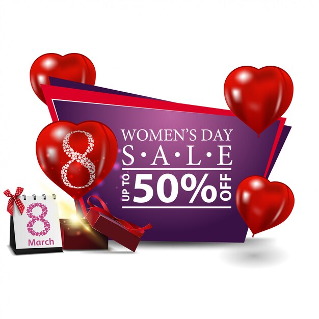 Banner de descuento moderno del día de la mujer.
