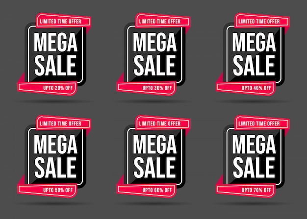 Banner de descuento de oferta especial por tiempo limitado de mega venta negra