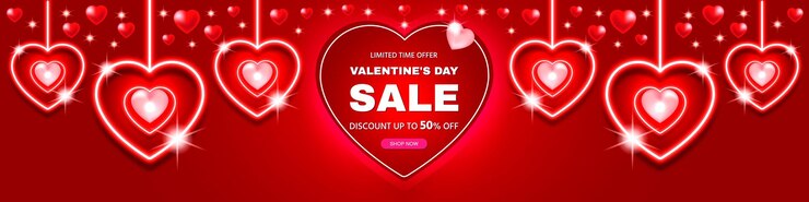Banner de descuento de venta de día de san valentín