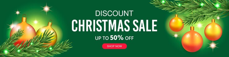 Banner de descuento de venta de feliz Navidad
