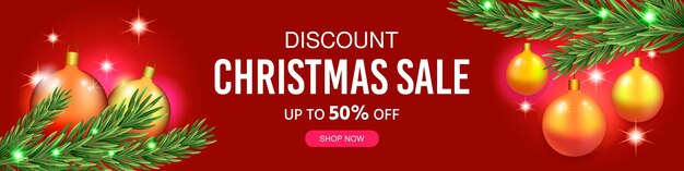 Banner de descuento de venta de feliz Navidad