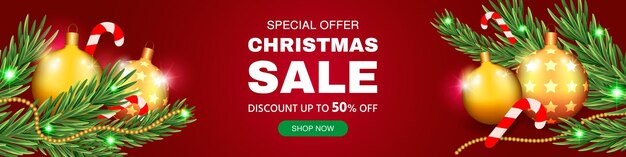 Banner de descuento de venta de feliz Navidad