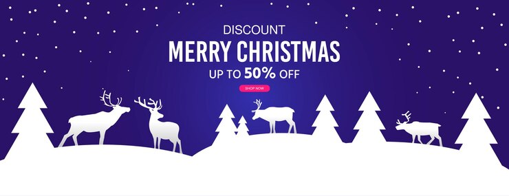 Banner de descuento de venta de feliz Navidad