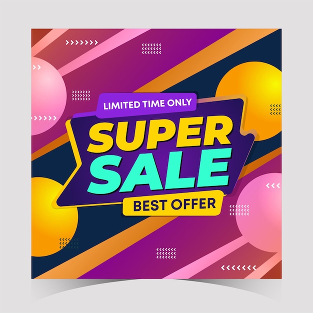 Vector banner de descuento de venta flash diseño de publicaciones de súper venta banners de promoción de mega venta publicación de oferta especial
