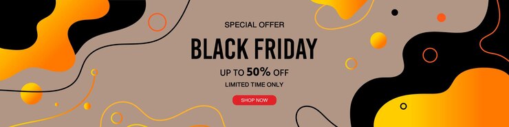 Banner descuento de venta de viernes negro Fondo moderno con elementos y formas abstractos que fluyen