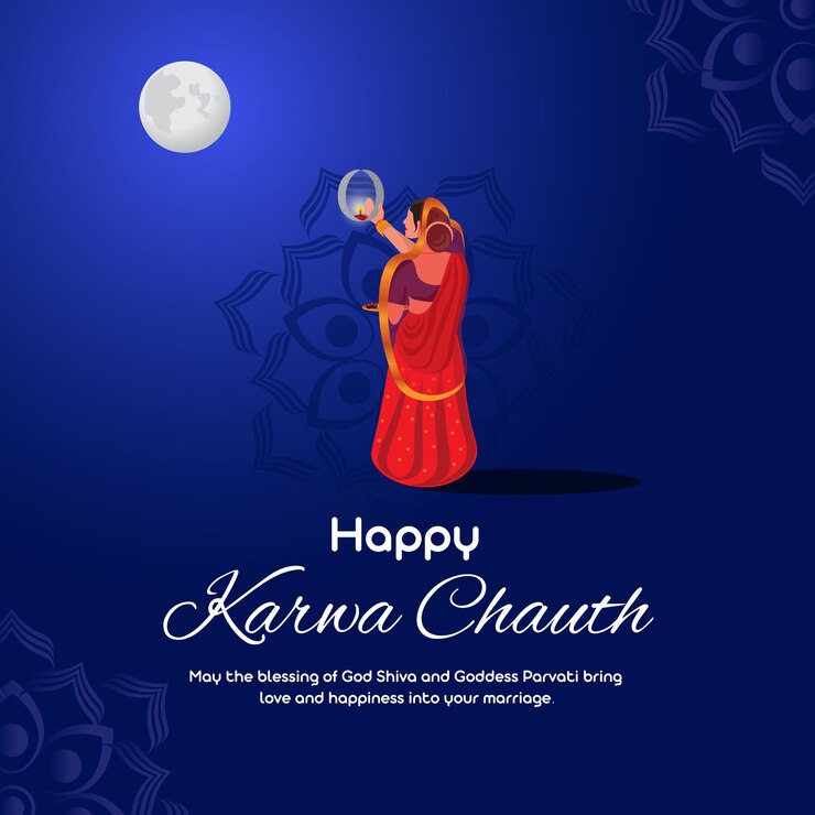 Banner de deseos de celebración del festival indio de karwa chauth
