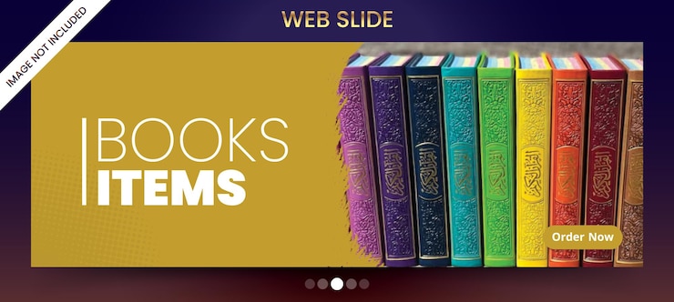 Banner deslizante del sitio web para libros de comercio electrónico modernos encabezado web de negocios kit de interfaz de usuario vector fácilmente editable