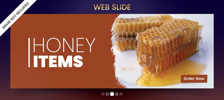 Banner deslizante del sitio web para el negocio moderno de la miel de abeja encabezado web kit de interfaz de usuario vector fácilmente editable
