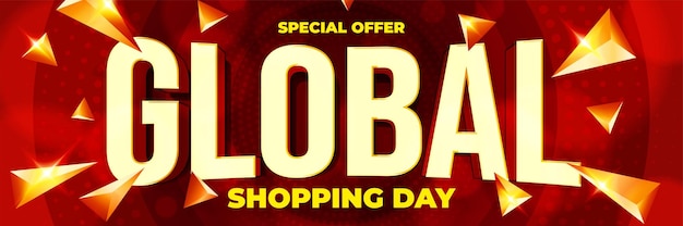 Banner del día de compras global con promoción de oferta especial