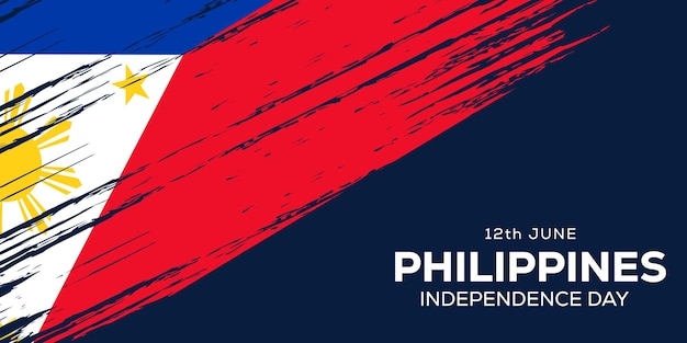 Banner del día de la independencia de Filipinas vectorial con trazo de pincel Bandera de Filipinas