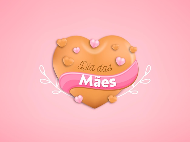 Banner del día de la madre con corazones dorados vector brasil