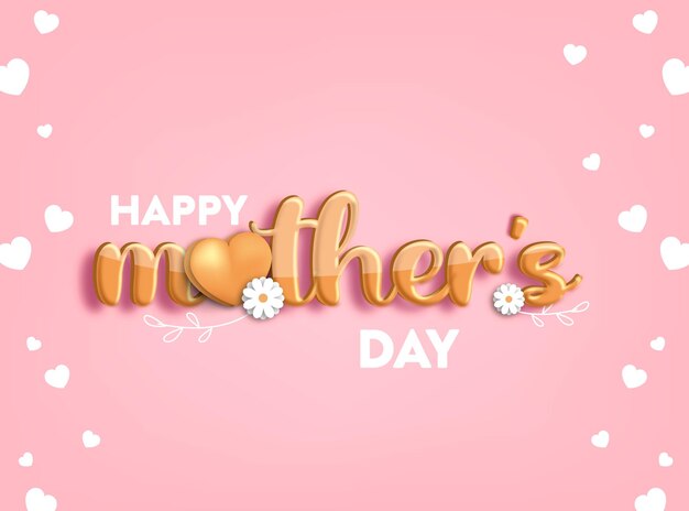 Banner del día de la madre con corazones dulces vector premium