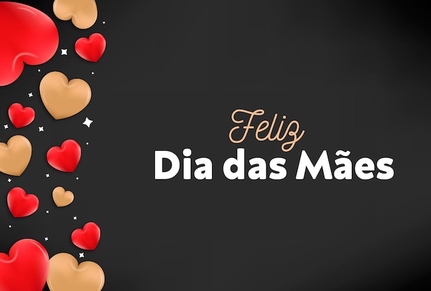 Banner del día de la madre con corazones rojos vector brasil