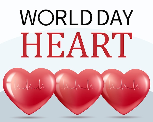 Banner día mundial del corazón 29 de septiembre. ilustración realista. fondo blanco. vector.