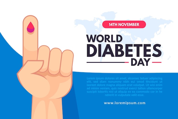 Banner del día mundial de la diabetes con ilustración