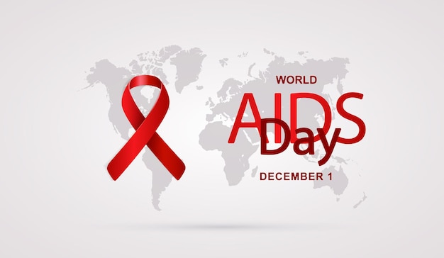 Banner del Día Mundial del SIDA 1 de diciembre Concienciación sobre el SIDA Concepto del Día Mundial del SIDA Banner Web de cinta roja