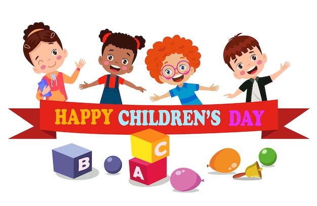 Banner del día del niño con un feliz día del niño.