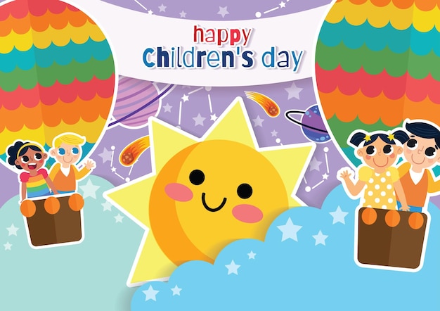 Banner del día del niño fondo del día mundial del niño y objetos para niños