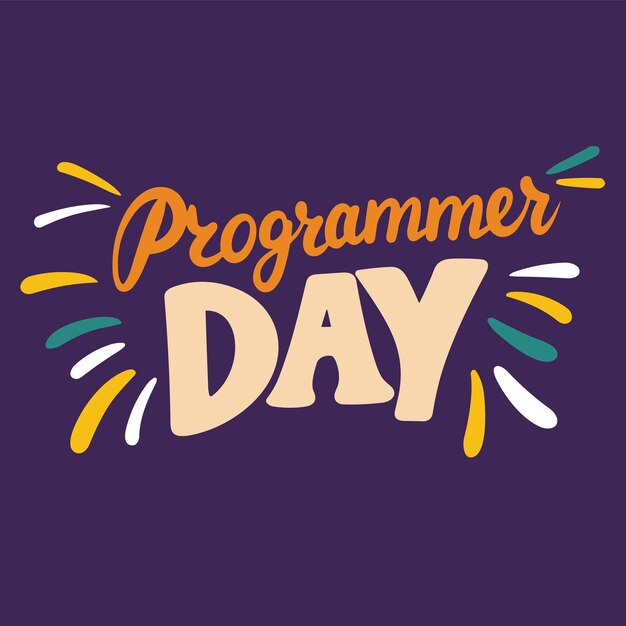 Banner del Día del Programador Escritura a mano Inscripción del Día del Programador frase corta Arte vectorial dibujado a mano