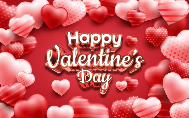 Banner del día de San Valentín con corazón dulce rojo y rosa