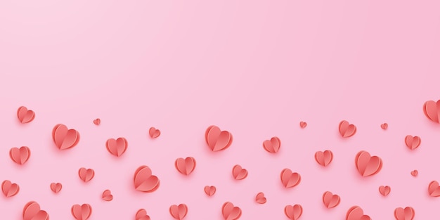 Banner del día de san valentín con corazones rojos