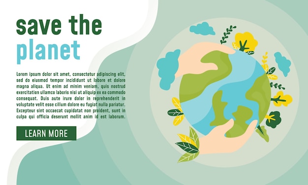 Banner del Día de la Tierra Concepto ecológico Ilustración vectorial Concepto del Día de la Tierra Fondo del día mundial del medio ambiente Salvar la tierra Cartel del Día de la Tierra feliz o fondo de la pancarta