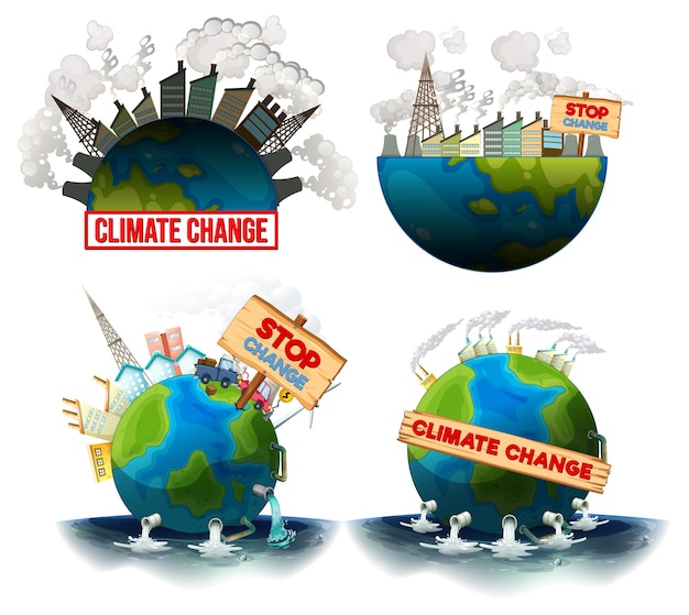 Banner de dibujos animados de save the earth para el cambio climático
