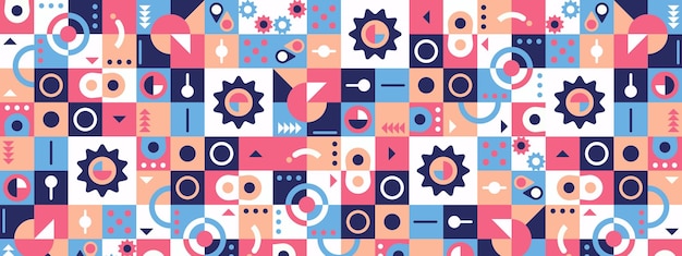 Banner de diseño abstracto de forma diferente colorido colorido retro geométrico