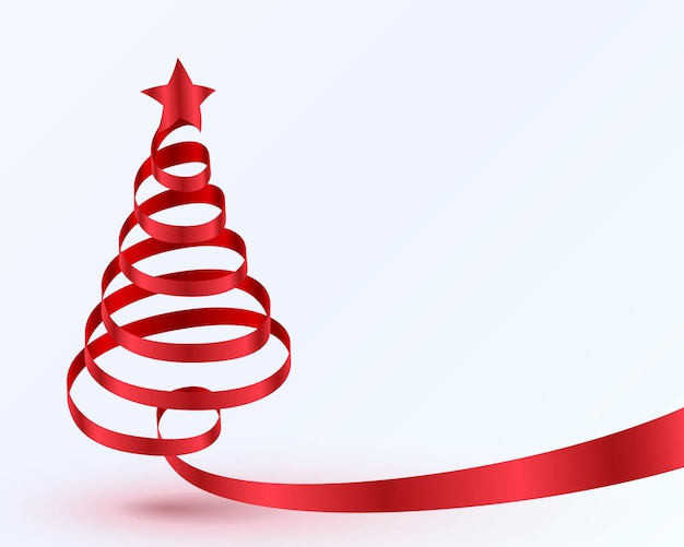 Banner de diseño de cinta de árbol de Navidad. Ilustración vectorial