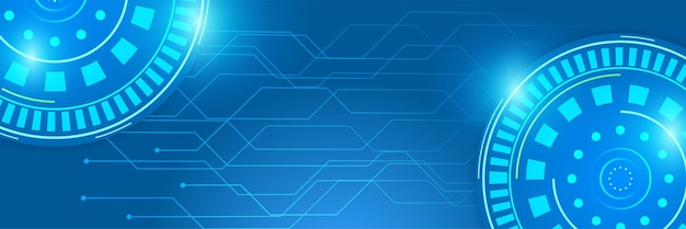 Banner de diseño colorido azul oscuro digital de tecnología de red
