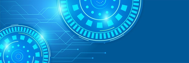Banner de diseño colorido azul oscuro digital de tecnología de red