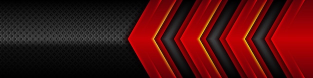 Banner de diseño de marco negro de color brillante rojo metálico de concepto corporativo de metal oscuro moderno