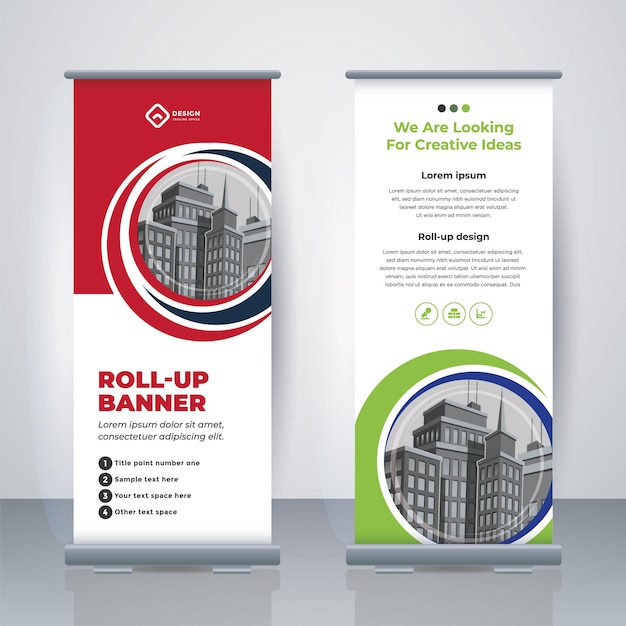 Vector banner de diseño de negocios roll up standee plantilla de presentación y folleto xbanner moderno y publicidad de bandera ilustración vectorial