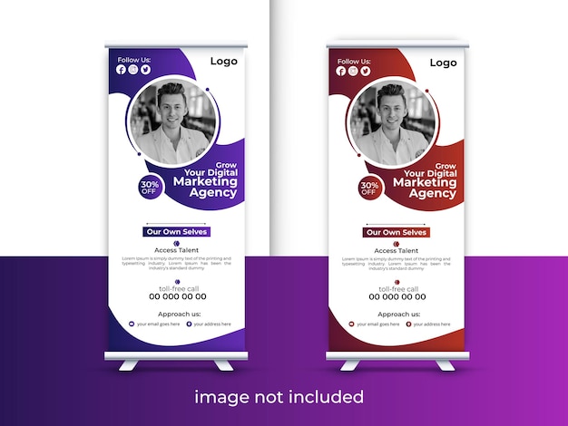 Banner de diseño de plantilla de la agencia de marketing Roll Up Banner