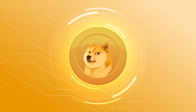 Banner de Dogecoin. Fondo de banner de concepto de criptomoneda DOGE.