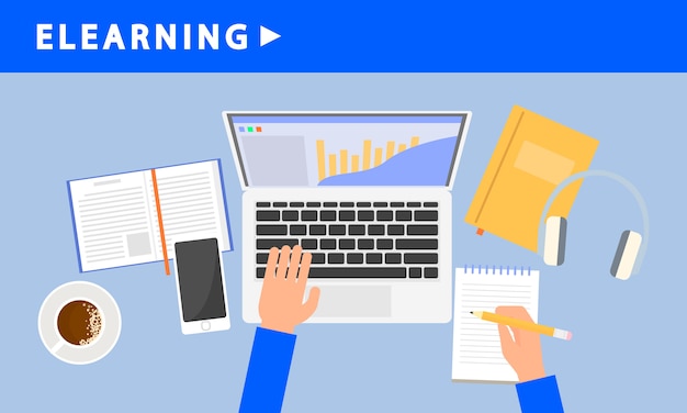 Banner de elearning, estilo plano