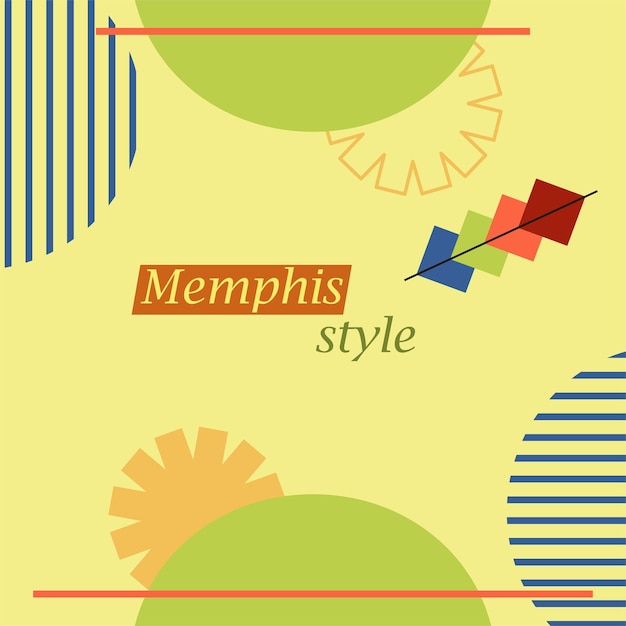 Banner con elementos de estilo memphis y lugar para texto