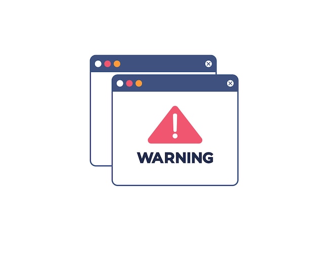 Banner emergente de advertencia con símbolo de alerta