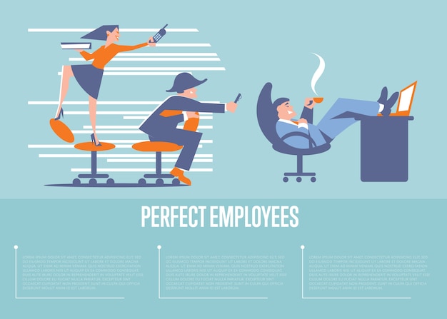 Vector banner de empleados perfectos con gente de negocios