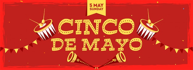 Banner de encabezado de celebración del Cinco de Mayo