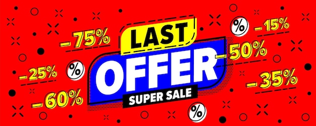 Banner de encabezado de sitio web de última oferta super venta