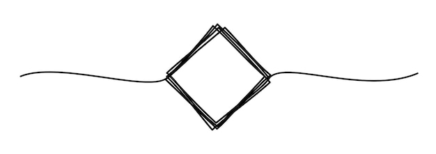 Banner enredado con mano cuadrada garabateada dibujada con línea fina, forma divisoria. Aislado sobre fondo blanco. Ilustración vectorial